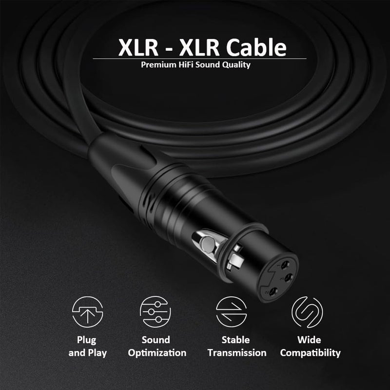 DREMAKE 3 Pin XLR Jack Cable Male to Female Low Z Microphone Balanced Audio Patch Cord for Powered Speaker, DMX LED, Effector, Aqualizer and More - 15FT/Black - Image 3